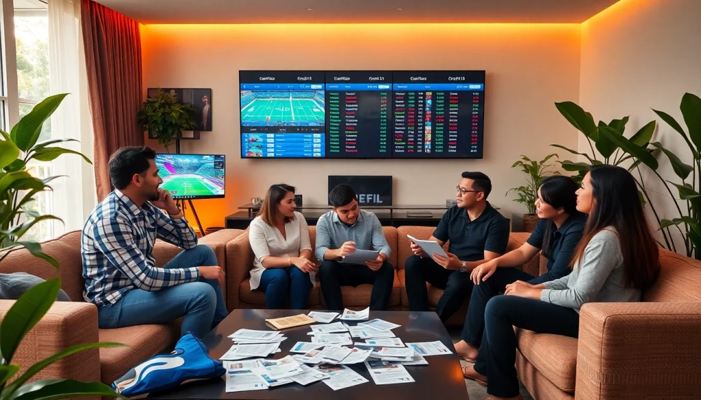 Engaged bettors analyzing odds at home, focusing on online sportsbooks Alabama insights.