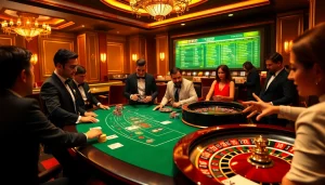 Experience the thrill of giải mã nhà cái at an elegant blackjack and roulette table with professional gamblers.