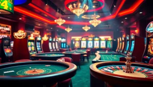 Players enjoying thrilling games at OK365LV.COM, featuring vibrant casino tables and digital betting interfaces.