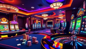 Experience thrilling gameplay at nohu90 com with vibrant casino tables, exciting slot machines, and a lively atmosphere.