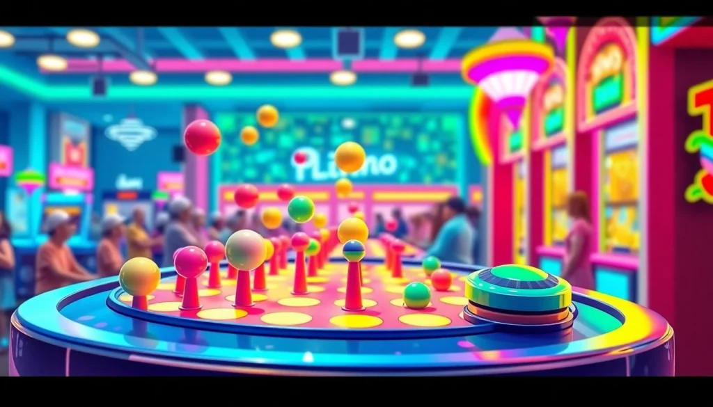 Serunya memainkan demo plinko dengan bola berwarna-warni yang dijatuhkan ke papan pegs