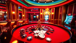 Exciting game at iwin club with roulette, cards, and illuminated casino ambiance.