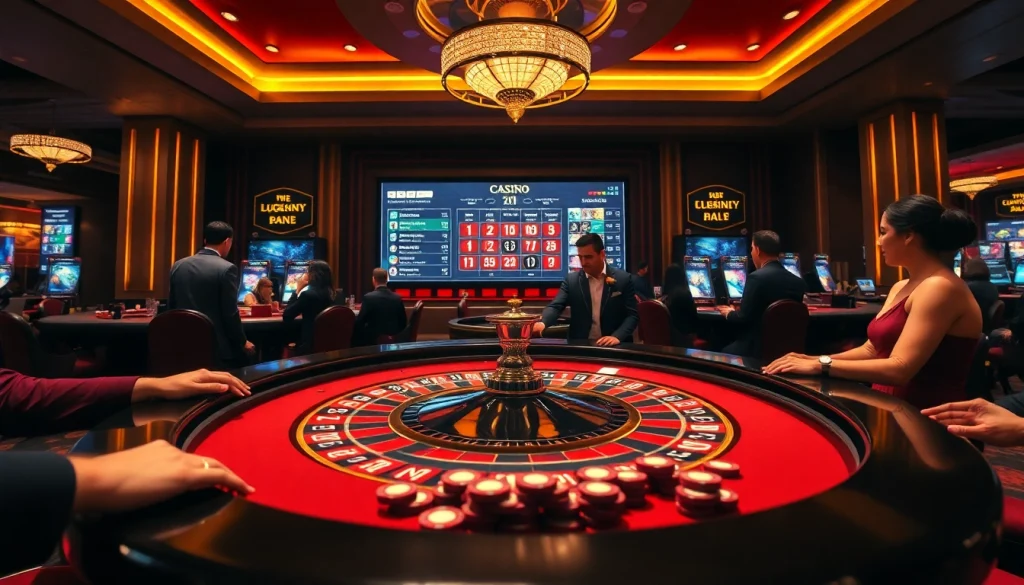 Experience thrilling gameplay at https://mm88.press/ with a vibrant casino scene showcasing roulette and online betting.