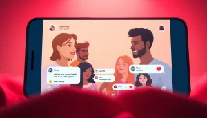 Engaging interface of sex chat AI featuring diverse characters in warm ambient lighting.