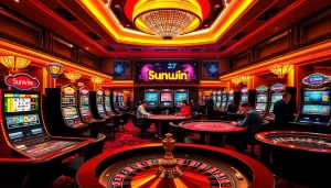 Engaging players in a lively sunwin online casino experience with vibrant tables and slots.