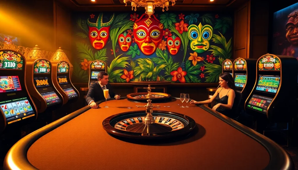 Experience the excitement of Rio at a vibrant casino poker table with colorful decor and lively atmosphere.