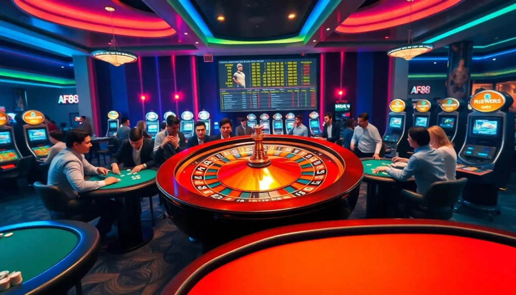 Experience thrilling casino action with AF88 tables, poker chips, and live games.