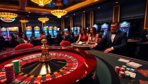 Players placing bets at an elegant table in a luxurious casino atmosphere on https://m88zo.com/.