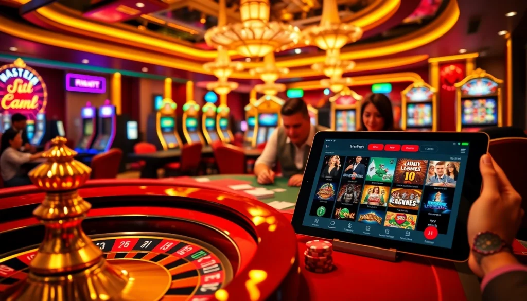 Experience thrilling moments in sh bet with luxurious casino visuals featuring poker and slot machines.