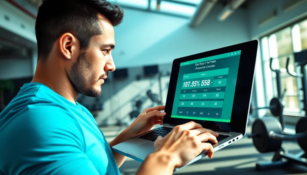 Calculate body fat percentage using a calculator to assess fitness levels and goals.