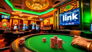 Experience the thrill of online gambling at thabet link, featuring vibrant casino tables and engaging players.