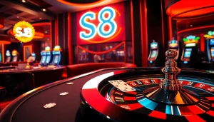 Experience thrilling gameplay at S8 casino with high-stakes poker and vibrant roulette action.