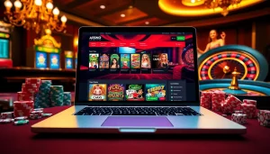 Engaging online gambling scene focusing on লগইন with vibrant casino elements and a luxurious atmosphere.