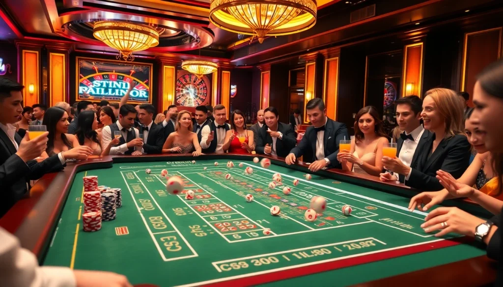 Players enjoy a lively craps game at the casino table with BDJL excitement.