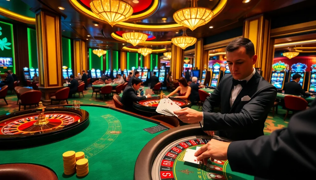 Experience thrilling gameplay at https://789pp.nl/ in a luxurious casino atmosphere with elegant tables and vibrant chips.