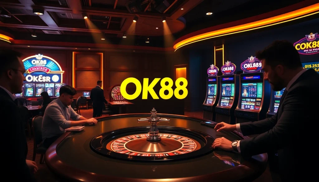 Experience the excitement of betting at ok88 casino with stylish players engaging at the table.