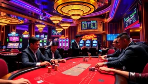 Enjoying an intense poker game at Lương Sơn TV, featuring vibrant casino visuals and excitement.