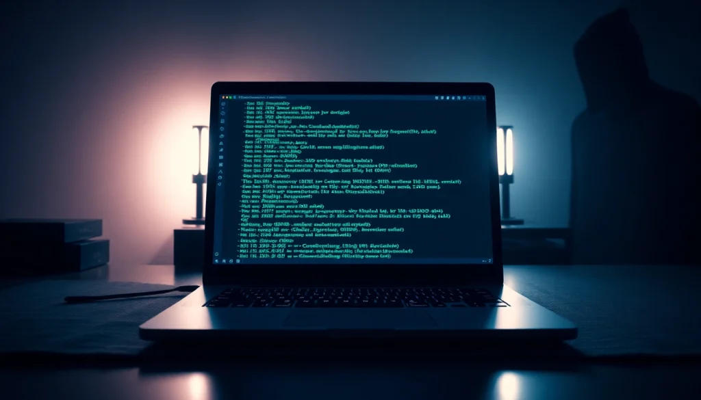 Explore the hidden wiki through a captivating dark web interface illuminated by a laptop's glow.