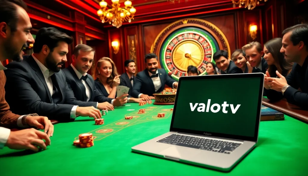 Experience gambling excitement at vaoluoitv with a luxurious poker table and enthusiastic players.