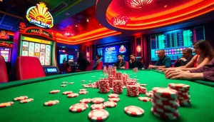 Experience the thrill of a mahjong slot demo at an electrifying casino with vibrant gaming action.