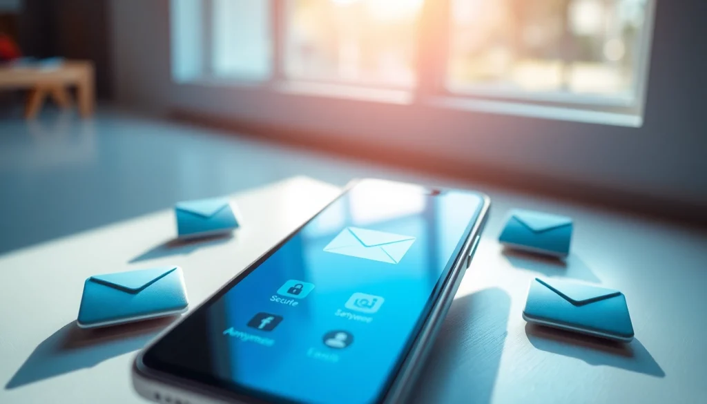 Showcase of a temp mail app interface emphasizing user-friendly features and secure email management.