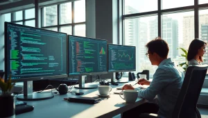 Engaging software engineering workspace showing coding and data analysis