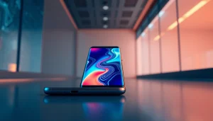 S8 smartphone with vibrant display showcasing modern tech design and features.