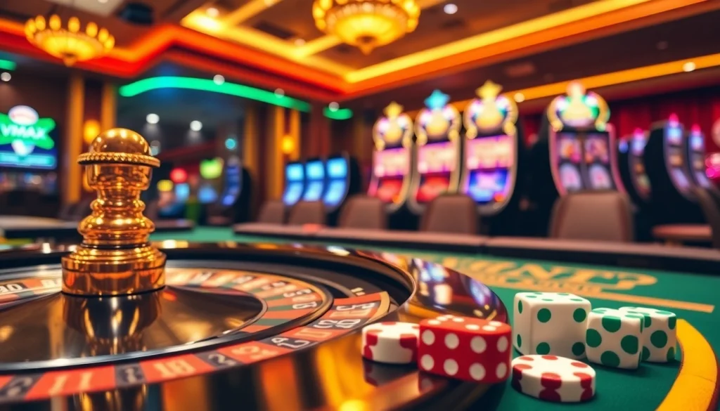 Experience thrilling gameplay at VMAX casino with exciting roulette, poker action, and vibrant slot machines.