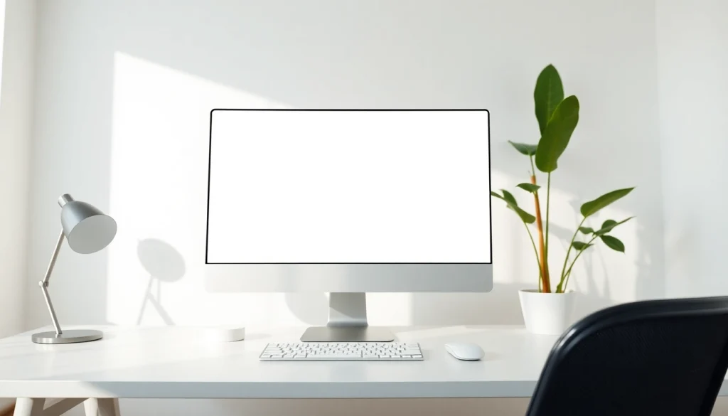 Bright white full screen used for improved focus in a modern workspace.