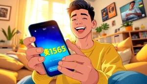 明るいリビングルームでスマートフォンを使い、ポケパ365 招待コードを探索する熱心なユーザー。