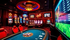 Engage in thrilling gameplay at GG88, featuring vibrant slot machines and intense poker action.