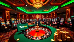 7upbet players enjoying live casino games at a roulette table with vibrant energy.