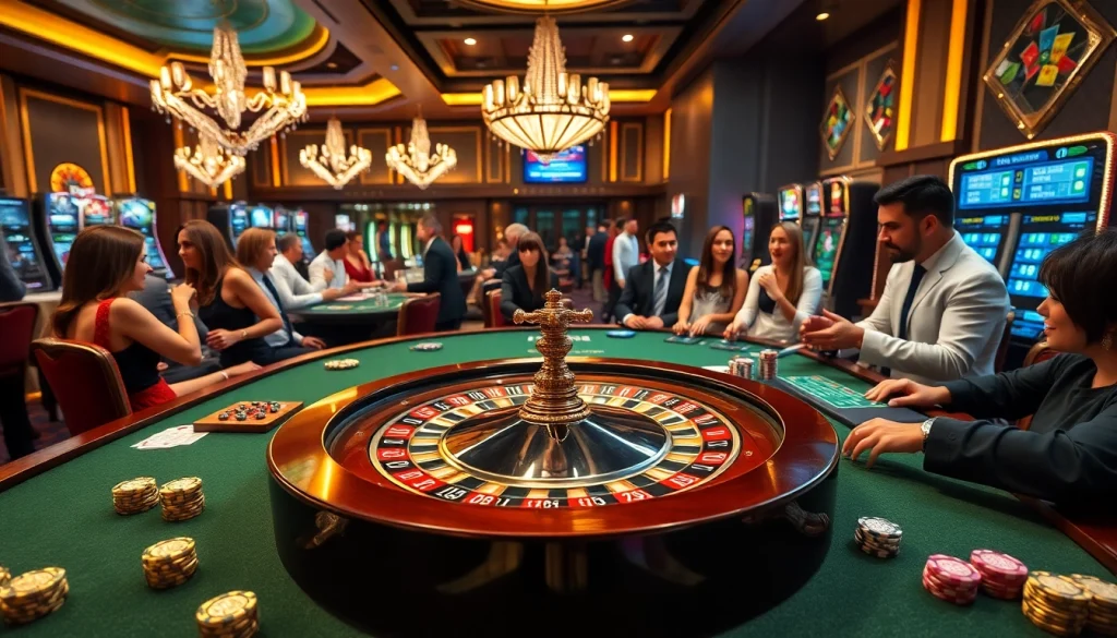 S8 casino players enjoying roulette and poker in a vibrant gaming atmosphere.