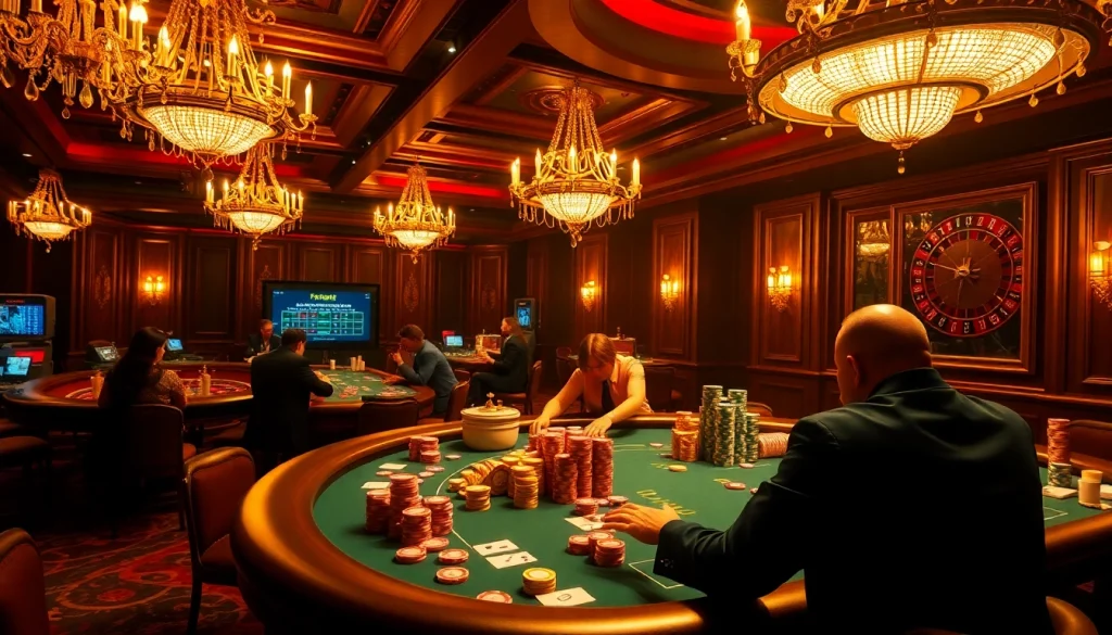 The official hidden wiki showcases an exciting casino scene with poker players, chips, and a roulette wheel.