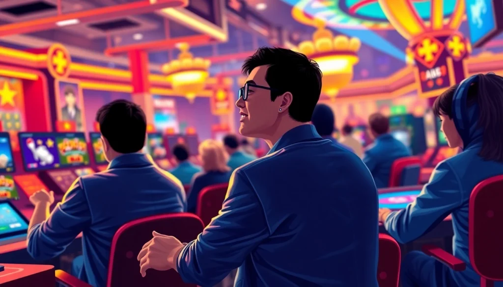 Exciting BJ38 online gaming scene featuring players engaged in diverse casino games and betting activities.