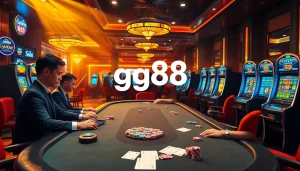 Experience thrilling moments at gg88 casino with vibrant slot machines and engaged poker players.