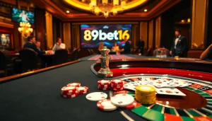 Experience thrilling moments at 89bet16 with poker chips and casino games in action.