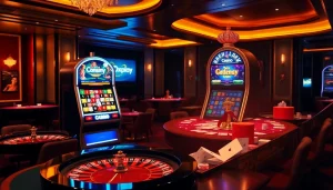 Players enjoying high-stakes excitement at oxplay casino games with vibrant tables and slot machines.