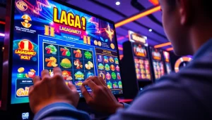 LAGAGAME77 online gaming interface showcasing vibrant slot games and bonuses.