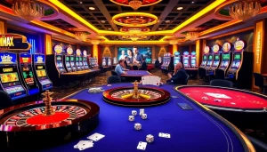 Experience thrilling gambling at VMAX Game, showcasing live casino action with vibrant slot machines and exciting table games.
