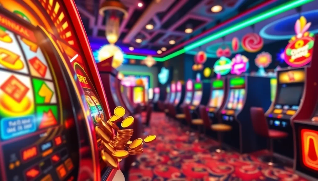 Permainan slot depo 1k dengan mesin slot berwarna cerah dan menarik perhatian.