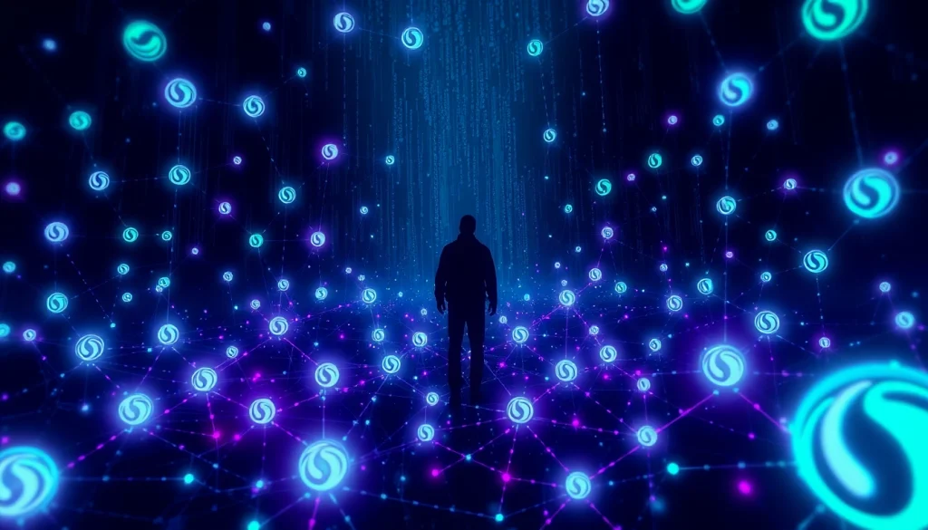 Explore the hidden wiki's dark web connections in a mysterious digital landscape illustration.