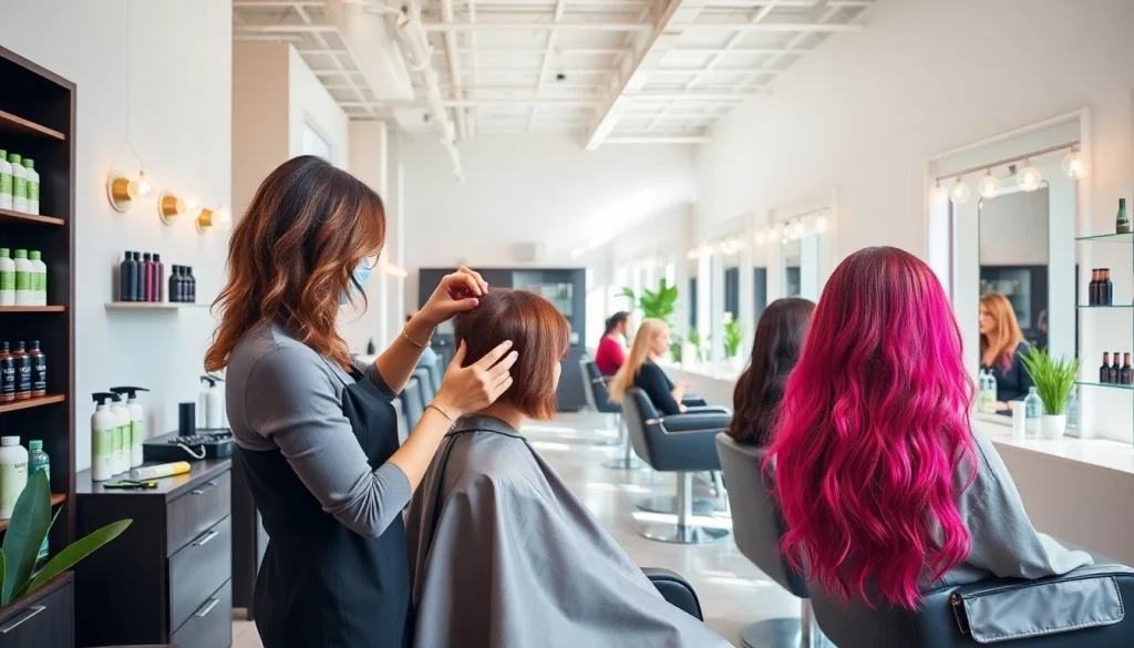 Experience precision and artistry at Omnia Salon, featuring vibrant haircuts and Aveda products in a calming environment.
