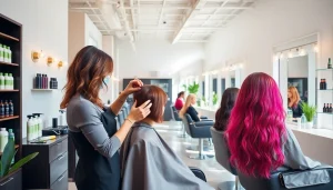 Experience precision and artistry at Omnia Salon, featuring vibrant haircuts and Aveda products in a calming environment.