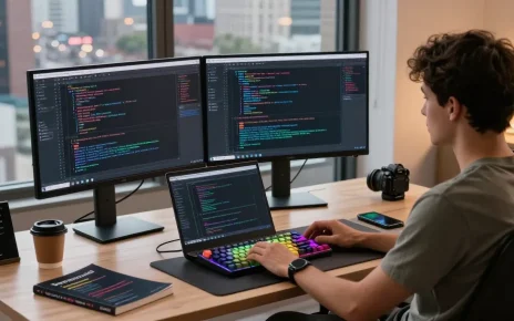 Captivating workspace scene showcasing 截图工具下载 with a developer's setup for efficient coding.
